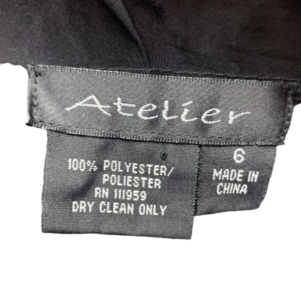 ATELIER Black Pleated A‎ Line  Wrap Skirt